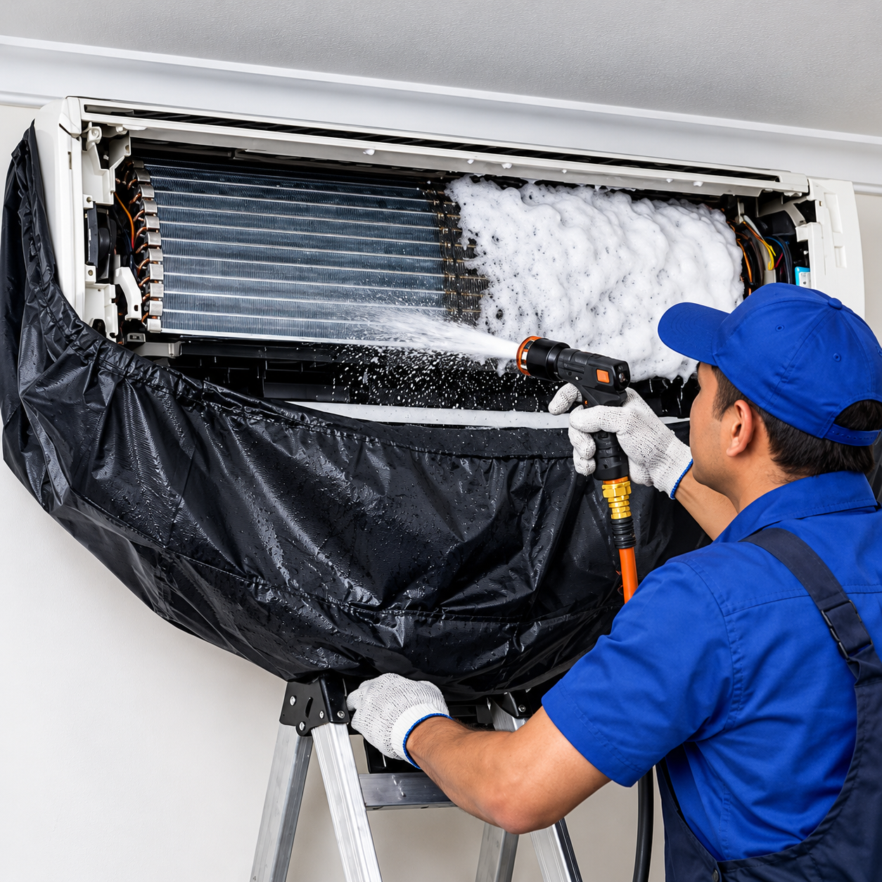 Technician performing maintenance